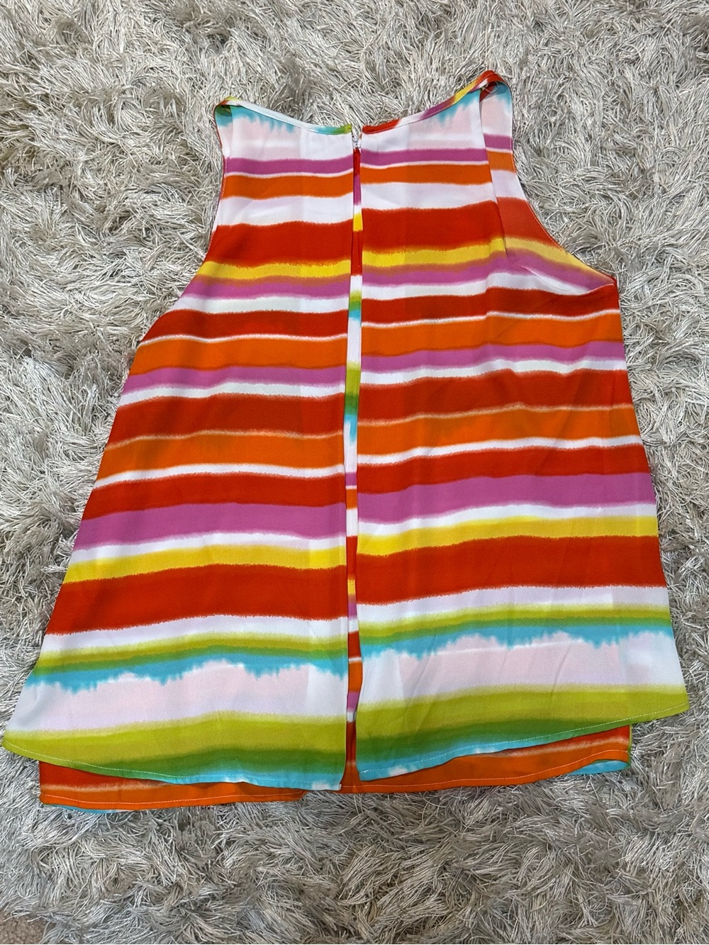 Rainbow Striped Sleeveless Tank Top | Flowy Summer Blouse | Medium - Picture 8 of 13